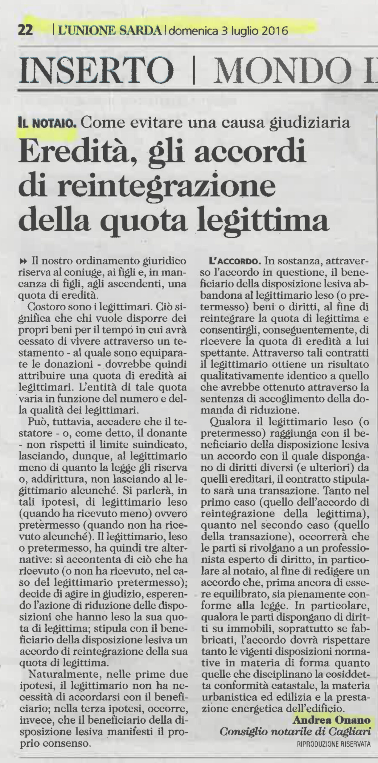3.07.2016 eredità reintegr quota legit scaled